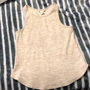 Cream/tan heathered high neck tank